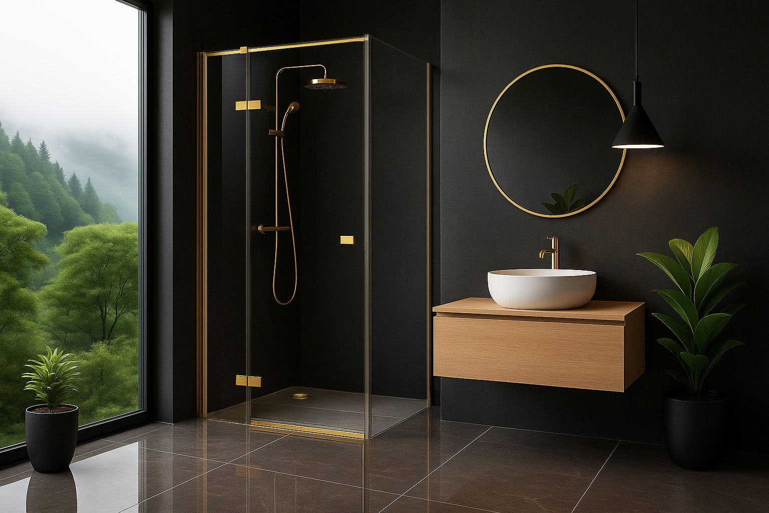 REA Suihkukaappi Atlas 100x80 RIGHT harjattu kulta, 100X80X200CM