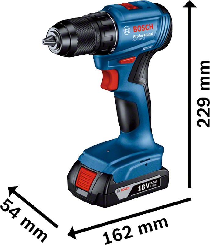Bosch GSR 185-LI Professional -Akkuporakone 18V Runko