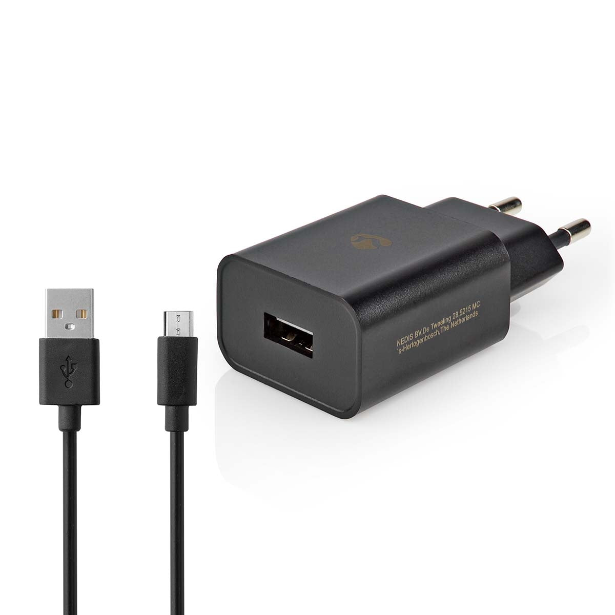 USB-A seinälaturi 5W Micro USB-kaapelilla älylaitteiden lataukseen