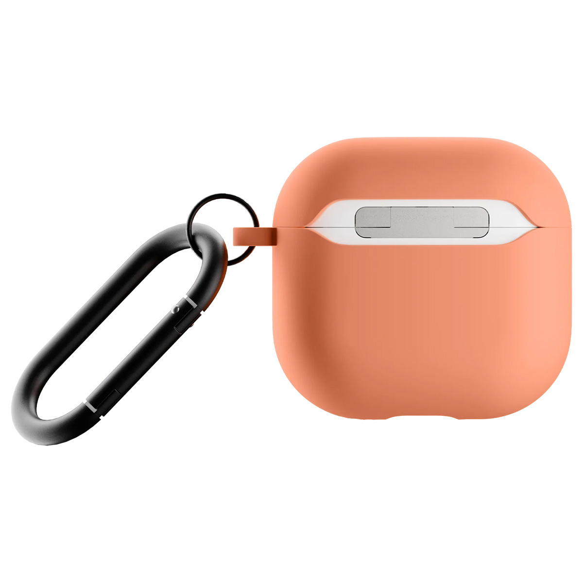 Silikonikuori AirPods 4:lle metallisella karabiinihakasella