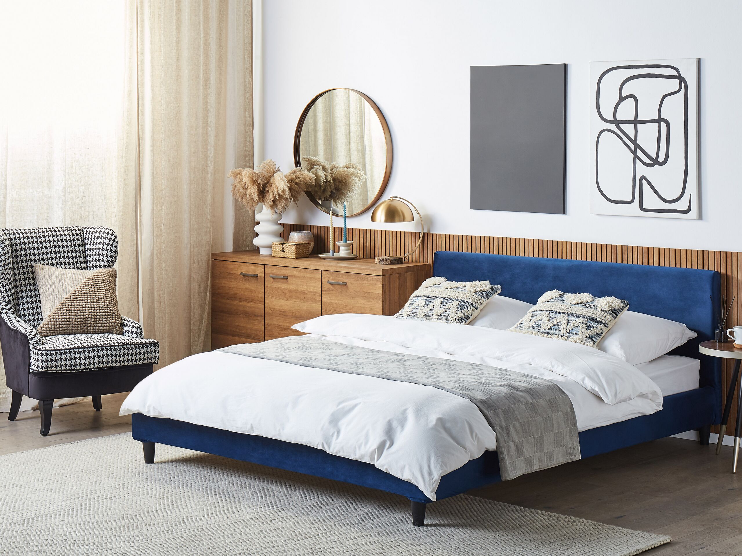 Sängynrungon päällinen Sametti FITOU 180 x 200 cm Tummansininen