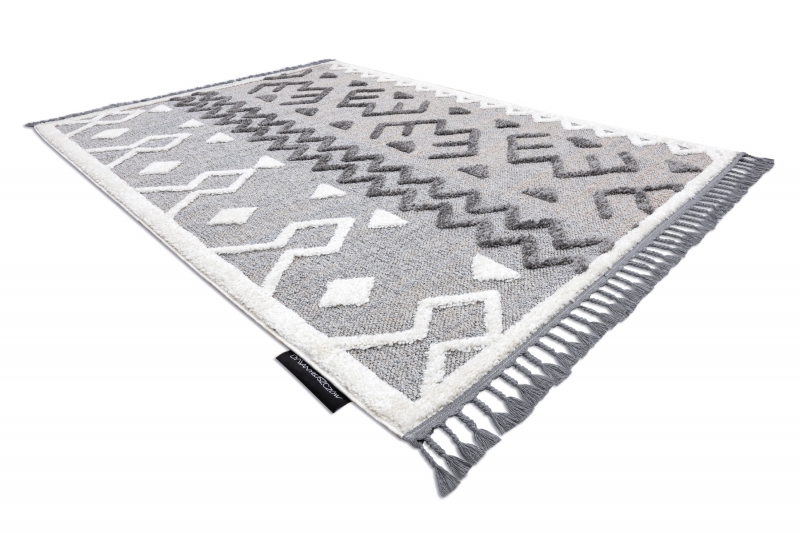 Matto MAROC P659 Aztec, etno harmaa Tupsut berbery Marokkolainen shaggy 120x170 cm