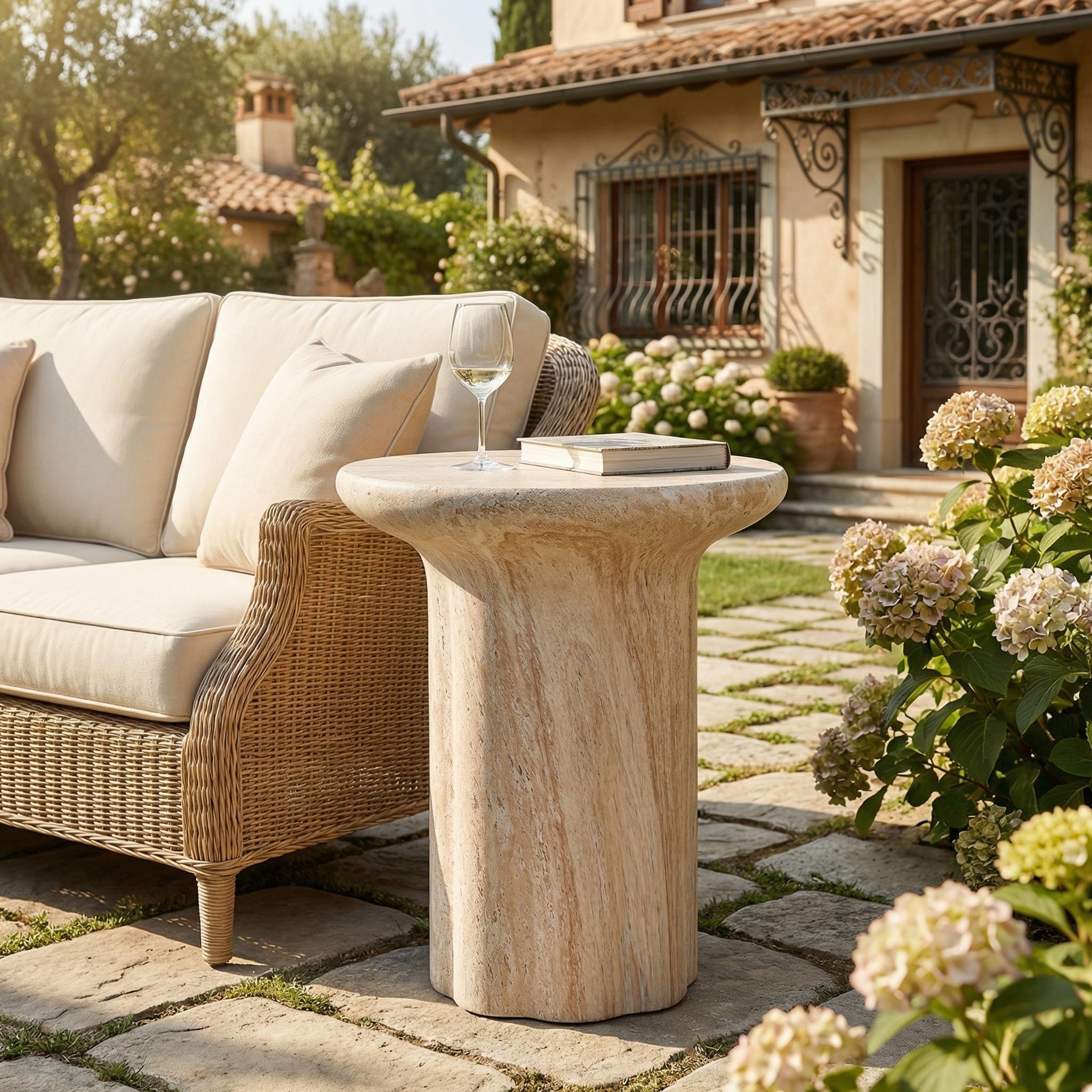 Apupöytä, travertiinin näköinen, beige