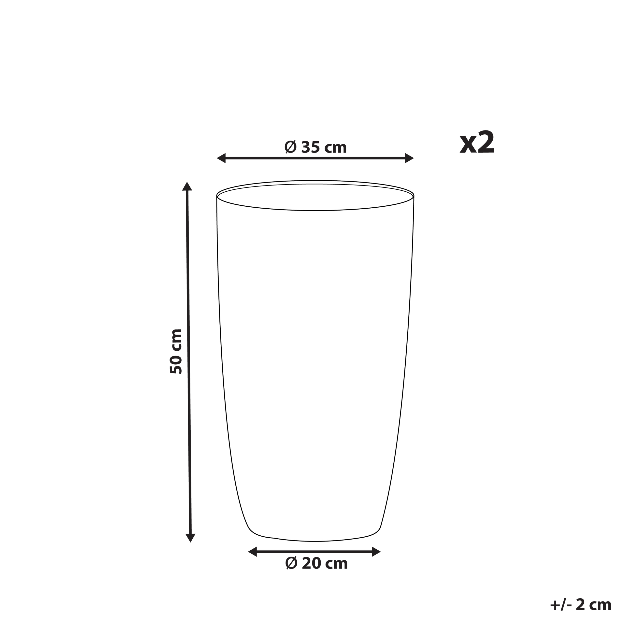 Kukkaruukkusetti 2 kpl CAMIA 35 cm Harmaa