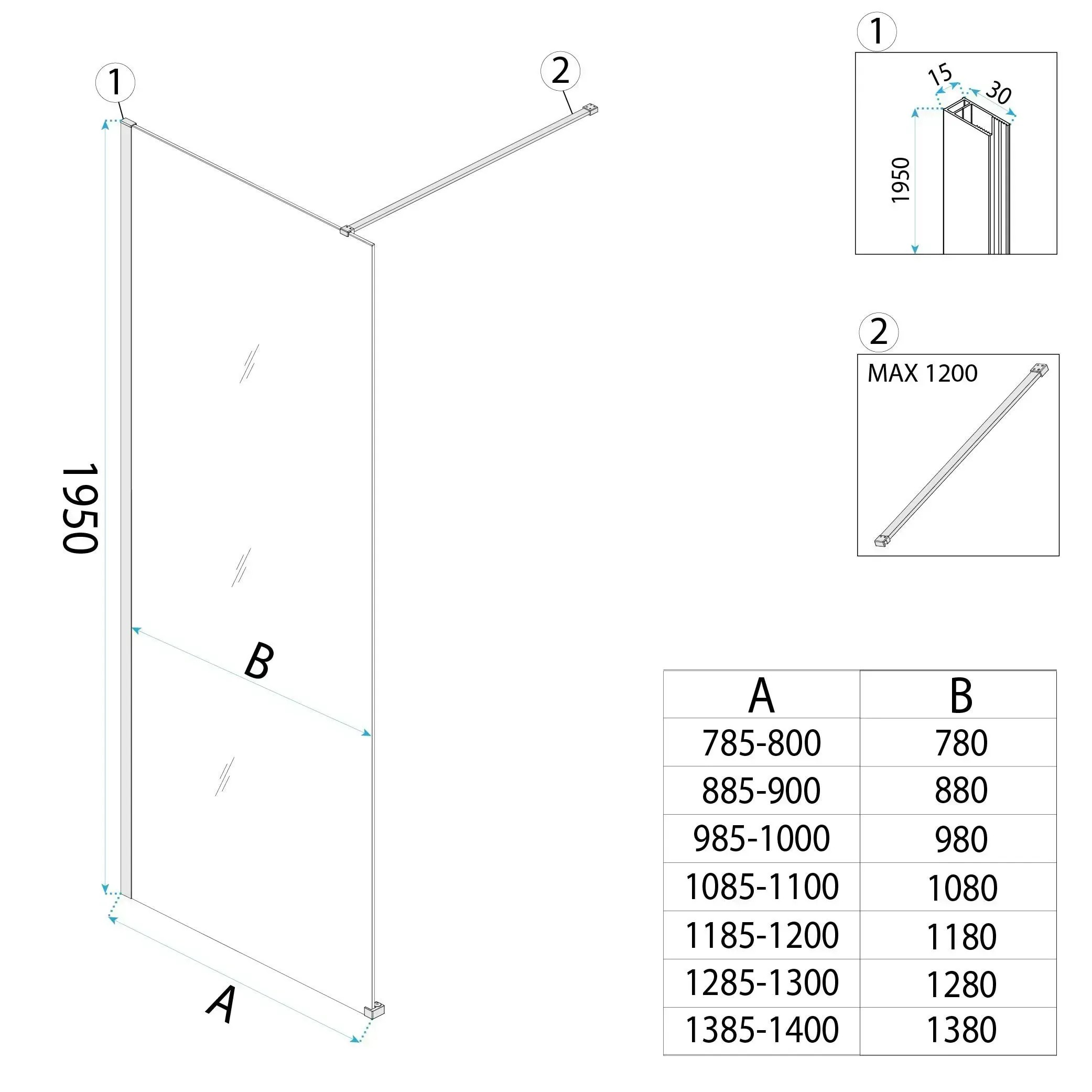 REA Suihkuseinä Flexi Brown 130 Harjattu kupari, 130X195CM
