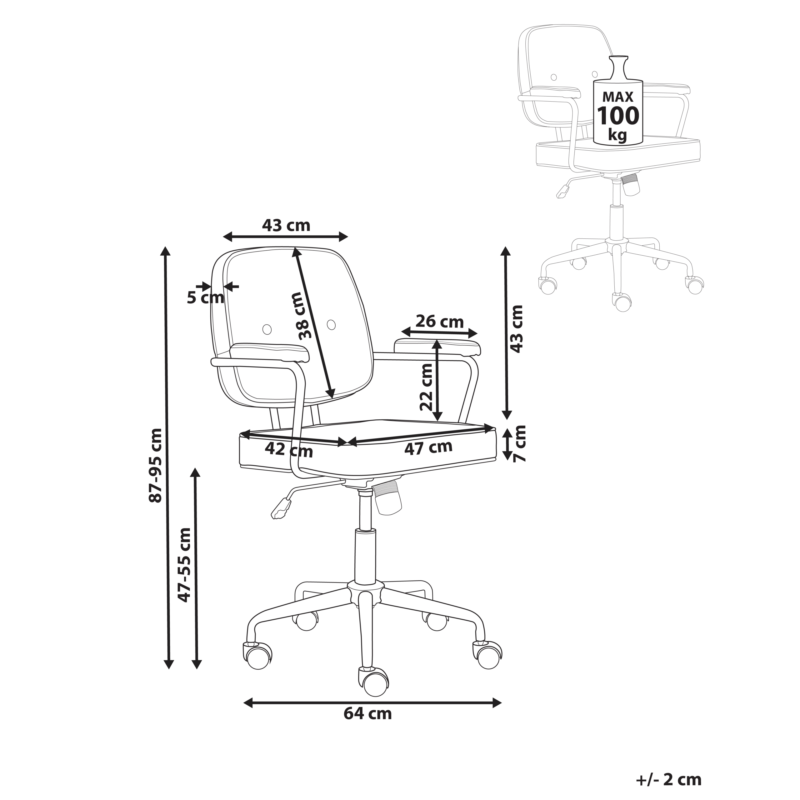 Työtuoli PAWNEE buklee Luonnonvalkoinen