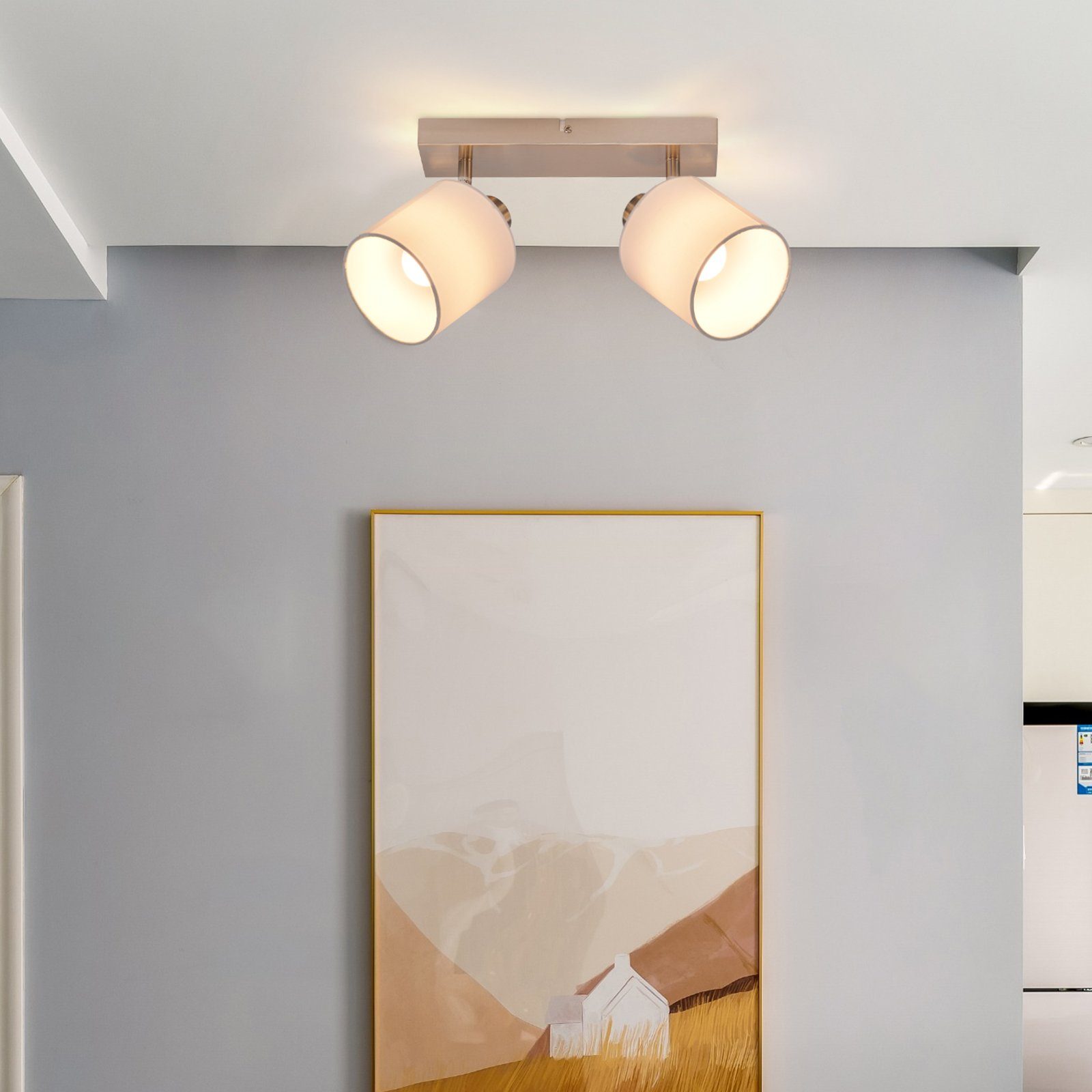 NETTLIFE 2 modernia kattokohdevalaisinta E14 hopeinen 350° kääntyvä MAX.25W keittiön lamppu kangasverho olohuoneeseen makuuhuoneeseen (ilman lamppua)