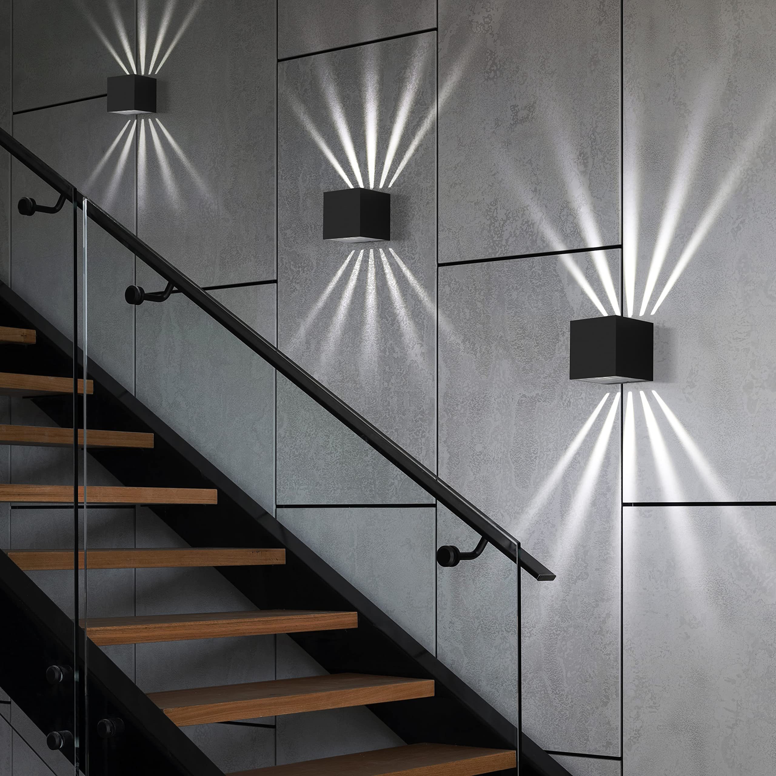 NETTLIFE 2 kpl LED-seinävalaisin sisä- ja ulkokäyttöön - musta ulkovalaisin IP65 vedenpitävä ulkoseinävalaisin 3000K viileä valkoinen ylös alas 10W