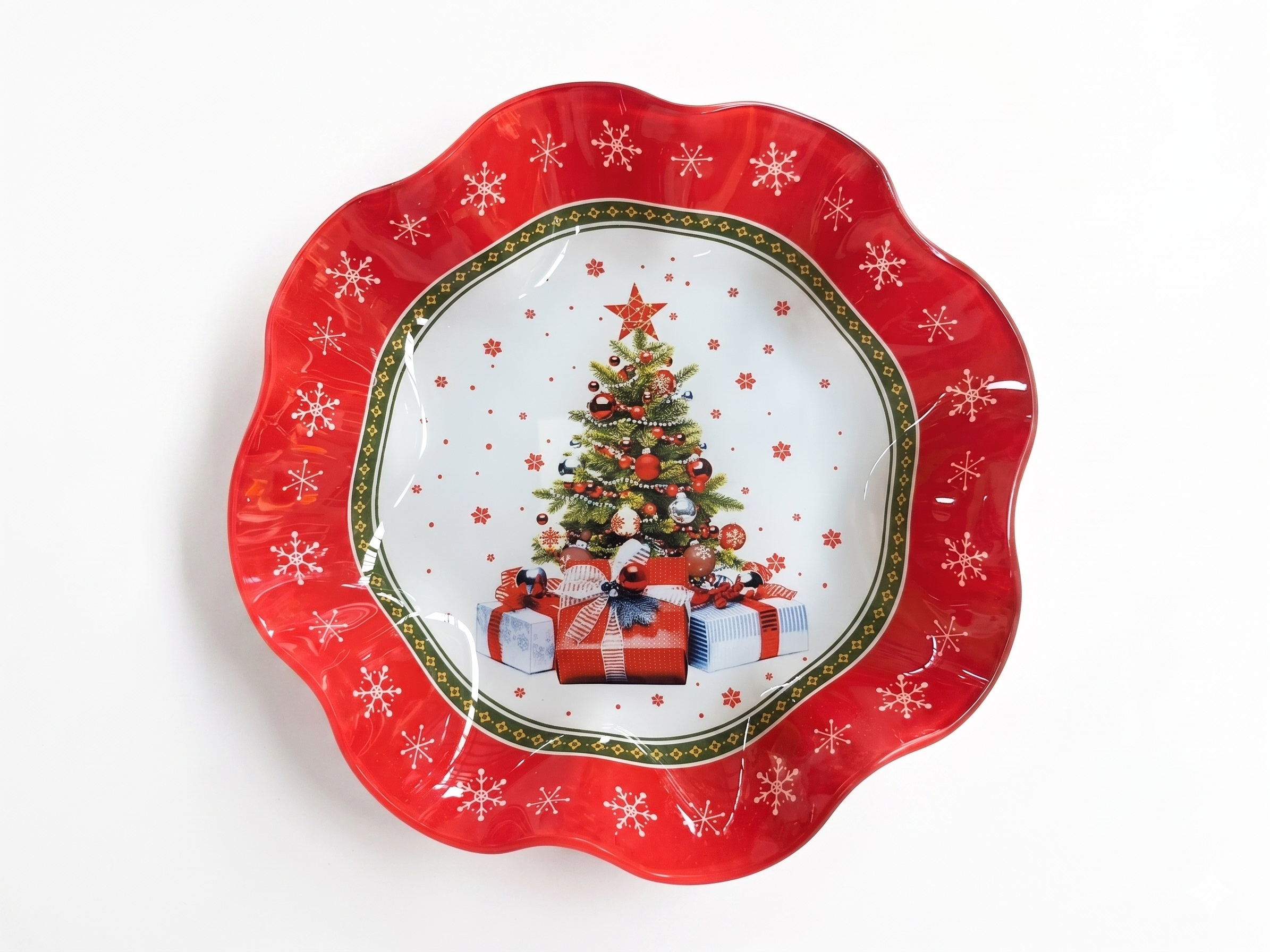 Koristelautanen lasi Allesken Santa Lila 19x19x3,7cm punainen 1kpl