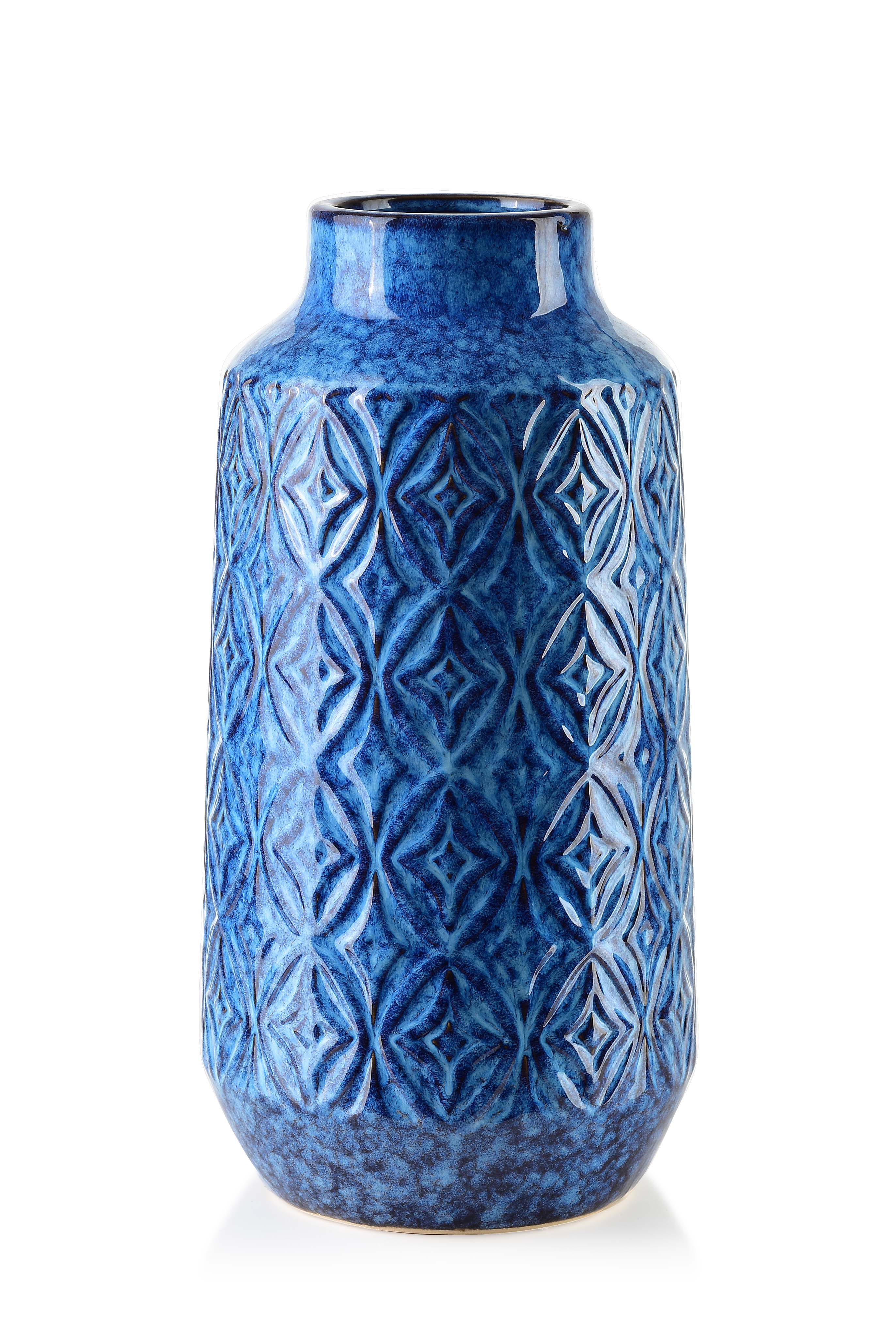 MONDEX Tumma keramiikkamaljakko, käsinmaalattu, 8,5 x 31 cm