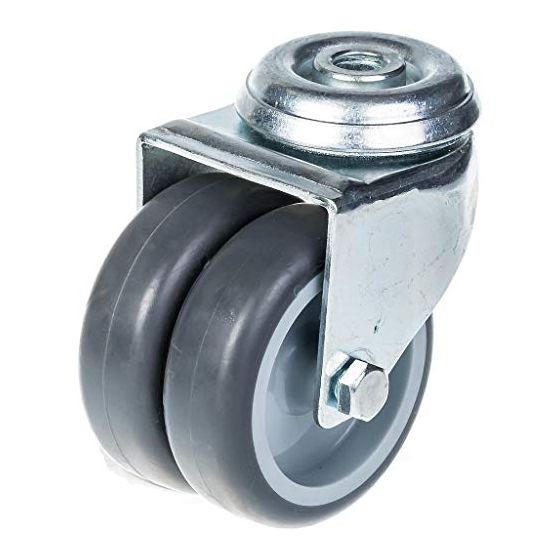 75mm 3" kaksoispyöräinen harmaa kuminen pyörivä pyörä 100kg kapasiteetti