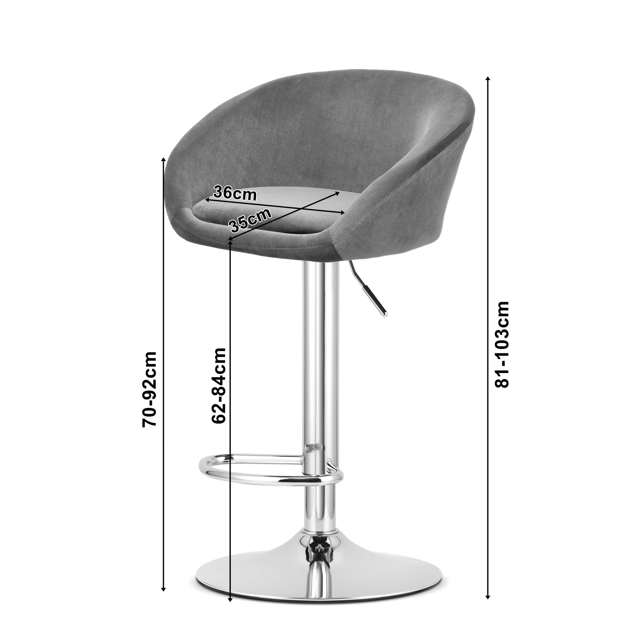 EAST jakkara - harmaa sametti / musta jalusta x 2