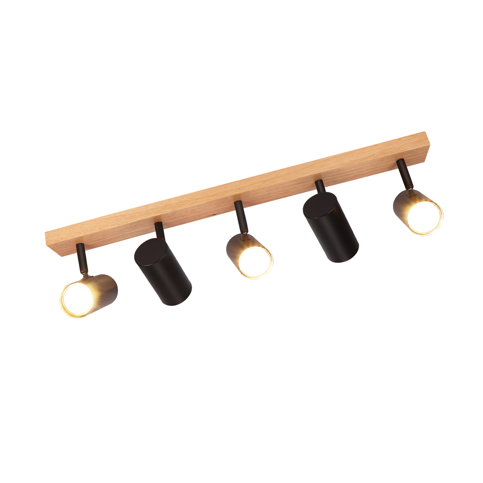 NETTLIFE 5-liekkinen kattokohdevalaisin, musta, puu, vintage, GU10, säädettävä 350°