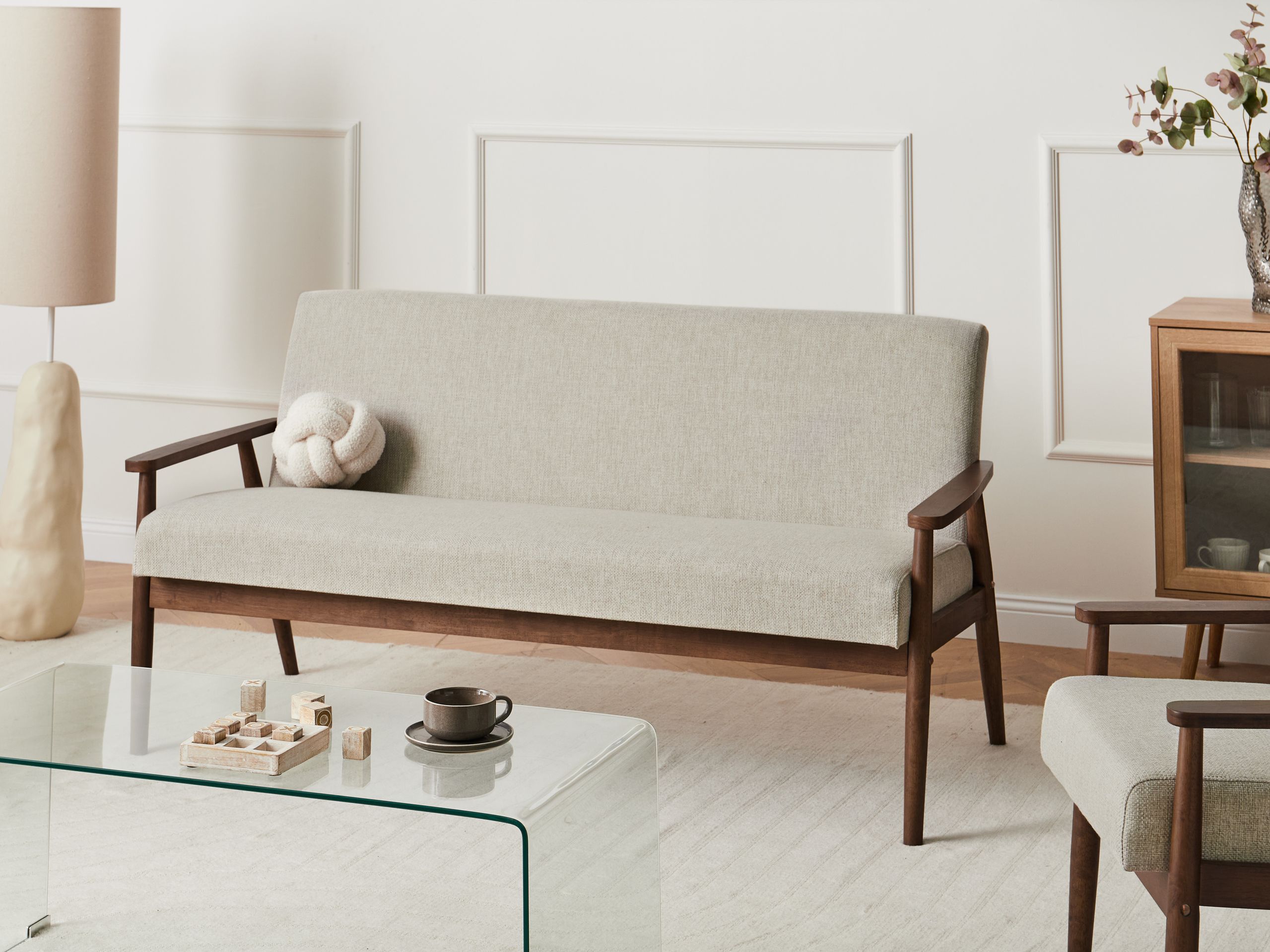 Sohva 3-istuttava ESRUM kangas Tummanruskea/harmaa