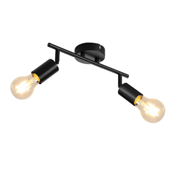 NETTLIFE Kattovalaisin musta kattovalaisin 2- lamppuinen kattokohdevalaisin E27 vintage - tyylinen säädettävä 350° teollisuustyylinen