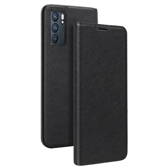 Kotelo Oppo A16 / A16s / A54s 4G -puhelimeen Saffiano-efektillä, jalustatoiminnolla ja korttipidikkeellä