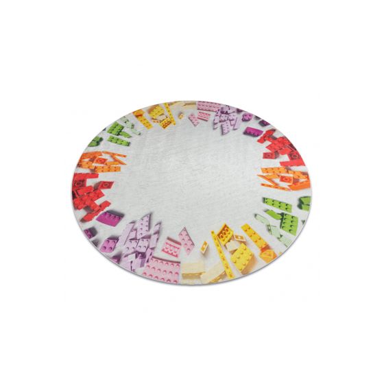 BAMBINO 38480 ympyrä matto Rakennussarja lapsille liukumaton - harmaa / keltainen pyöreä 120 cm