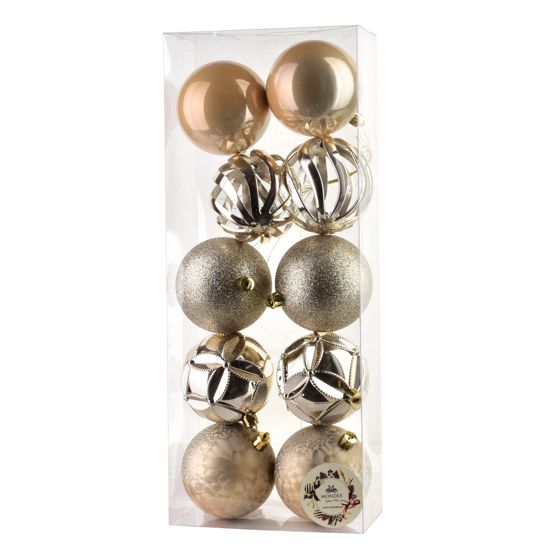 Joulupallot muovi SANTA LILA 7,5cm samppanja 10kpl