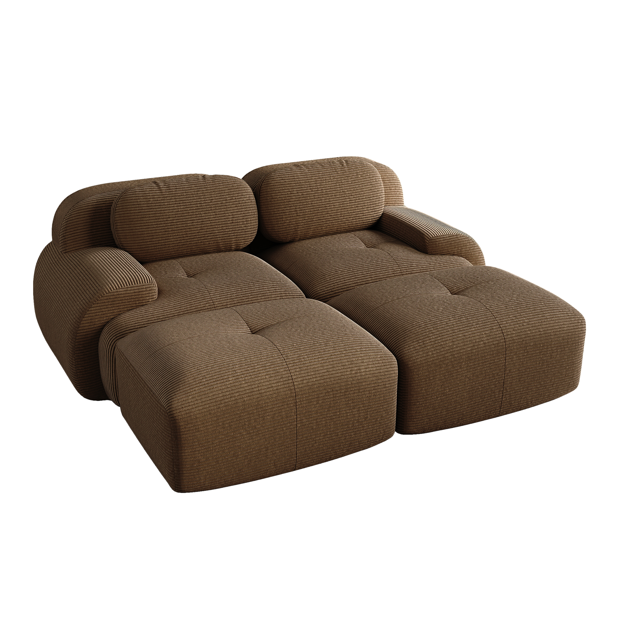 moduulisohva 2-paikkainen ruskea korduroy moderni säädettävä ergonominen
