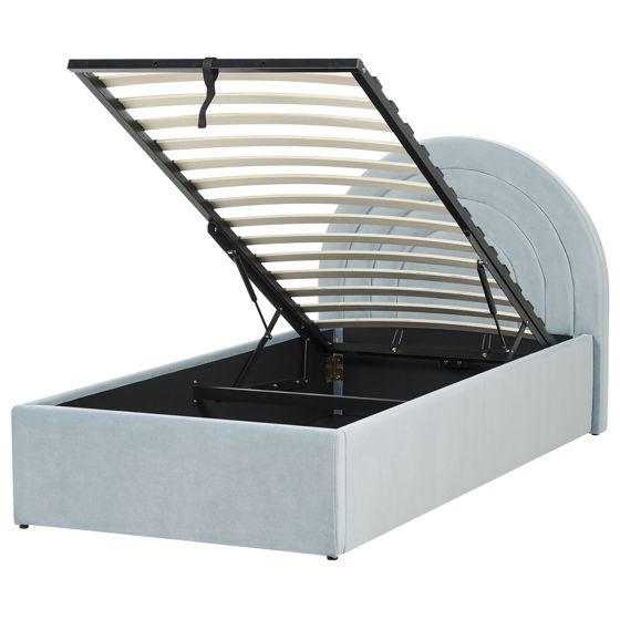 Sänky sametti säilytystila vaaleansininen 90 x 200 cm ANET