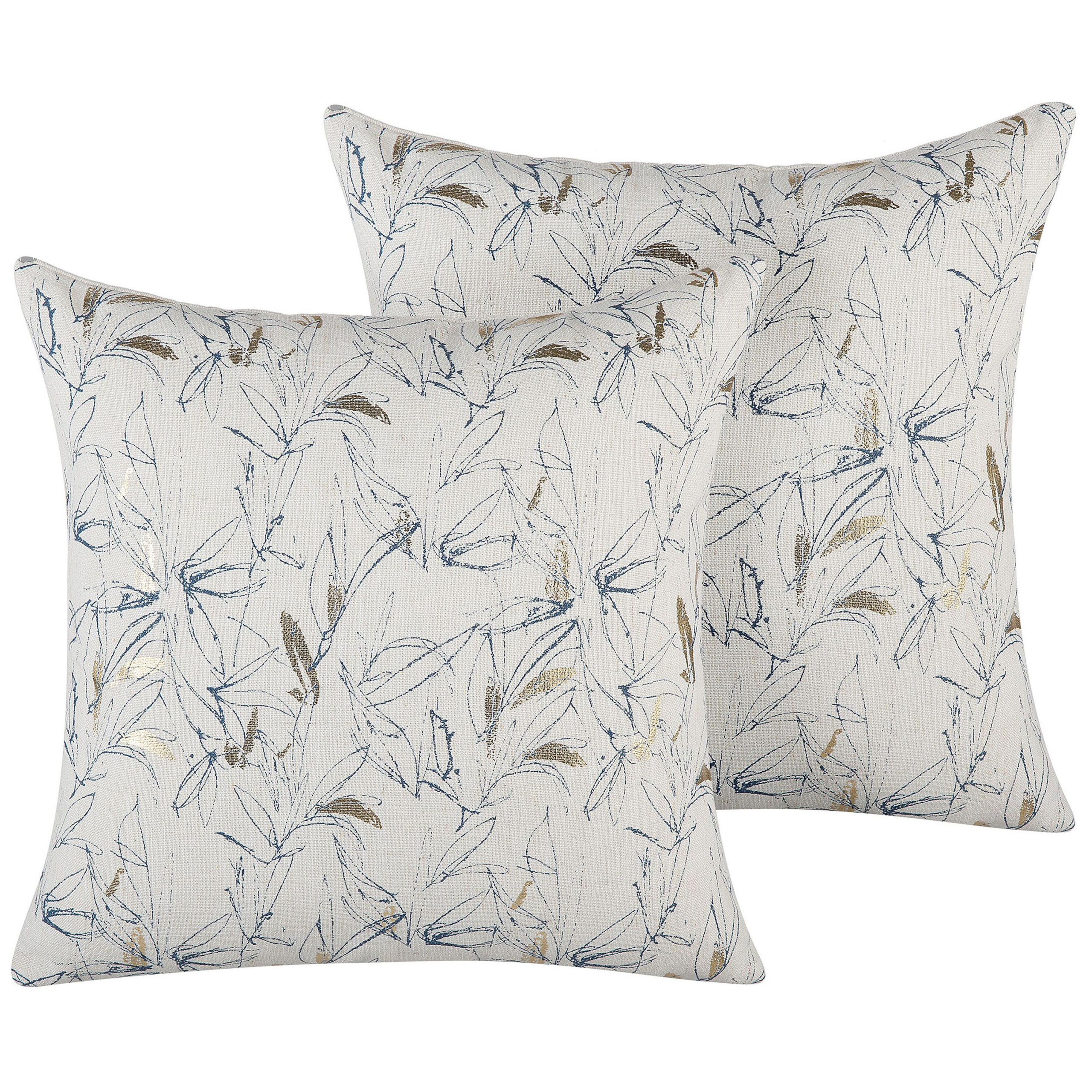 Koristetyynysetti 2 kpl ARBOR 45 x 45 cm Beige Kukkakuvio