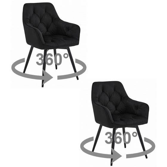 JORK360 kääntyvä tuoli, musta sametti, mustat jalat (2 kpl)