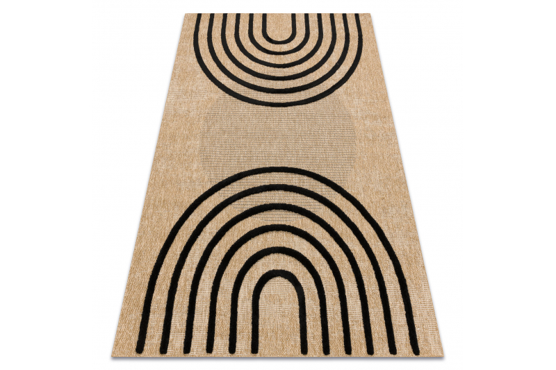 SPARK 0688 beige / musta matto - Geometrinen, sisal, rakenne 160x220 cm
