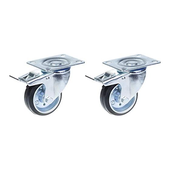 80mm 3" kumirengas, pyörivä jarrullinen, vahva 140kg kantavuus, 2 kpl:n sarja.