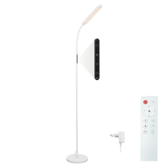 NETTLIFE LED - lattiavalaisin olohuoneeseen, himmennettävä, valkoinen lattiavalaisin, 11 W, 360° kääntyvä, sohva