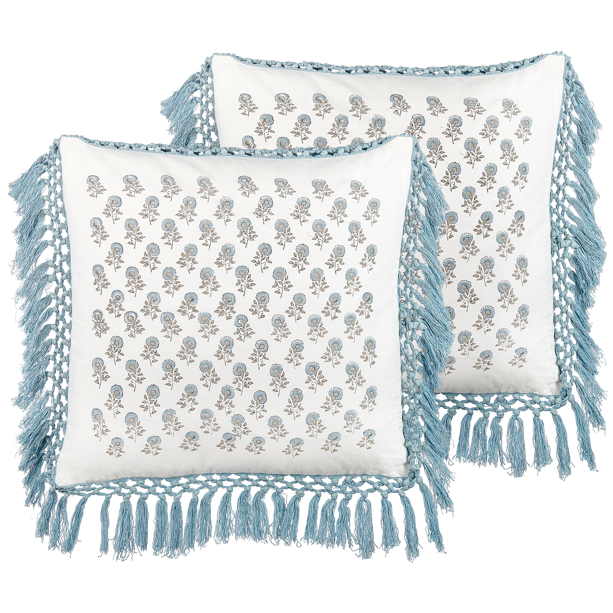 Koristetyynysetti 2 kpl PALLIDA 45 x 45 cm Puuvilla Sininen Kukkakuvio