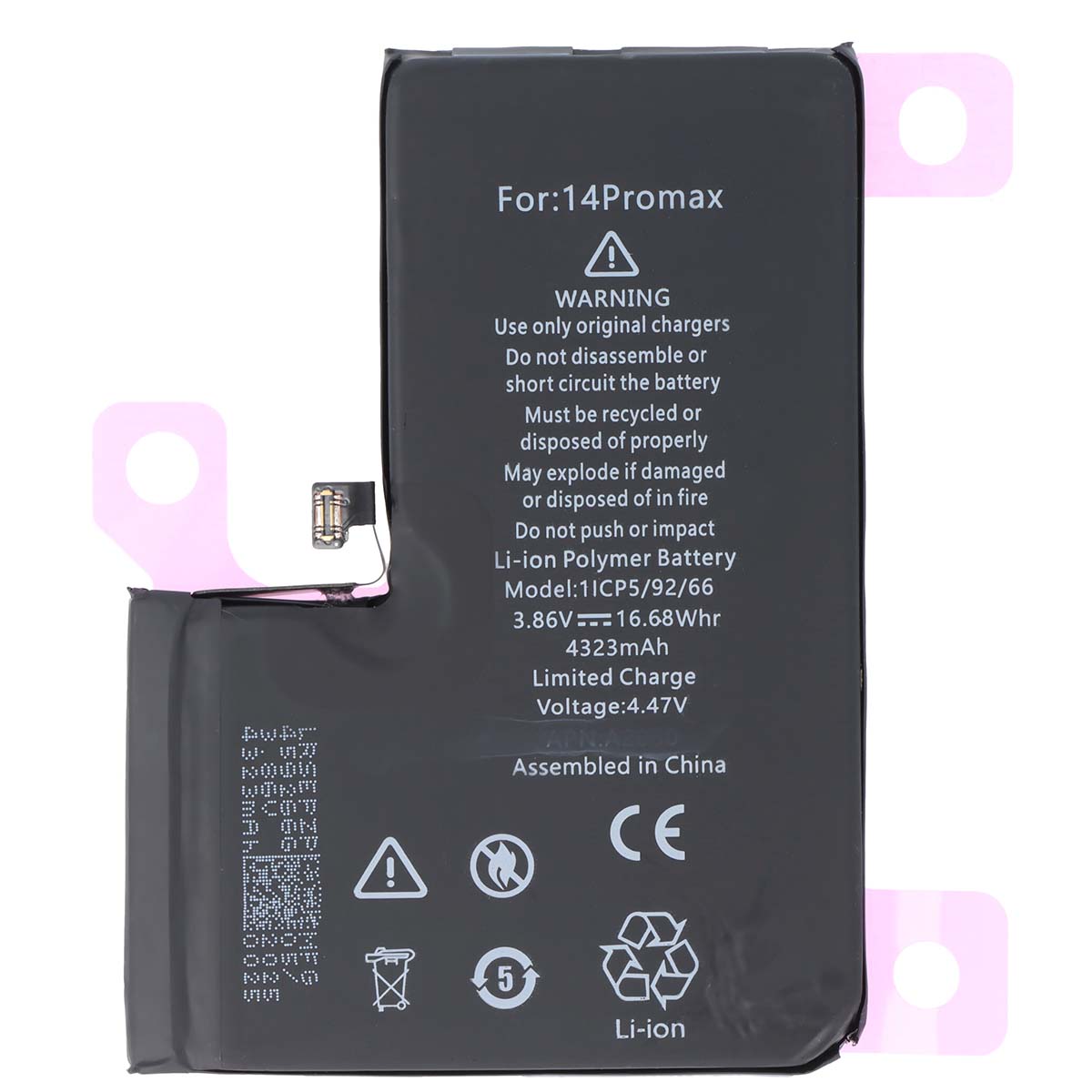 Akku iPhone 14 Pro Max:lle, Li-Polymer 3,86V 4323mAh