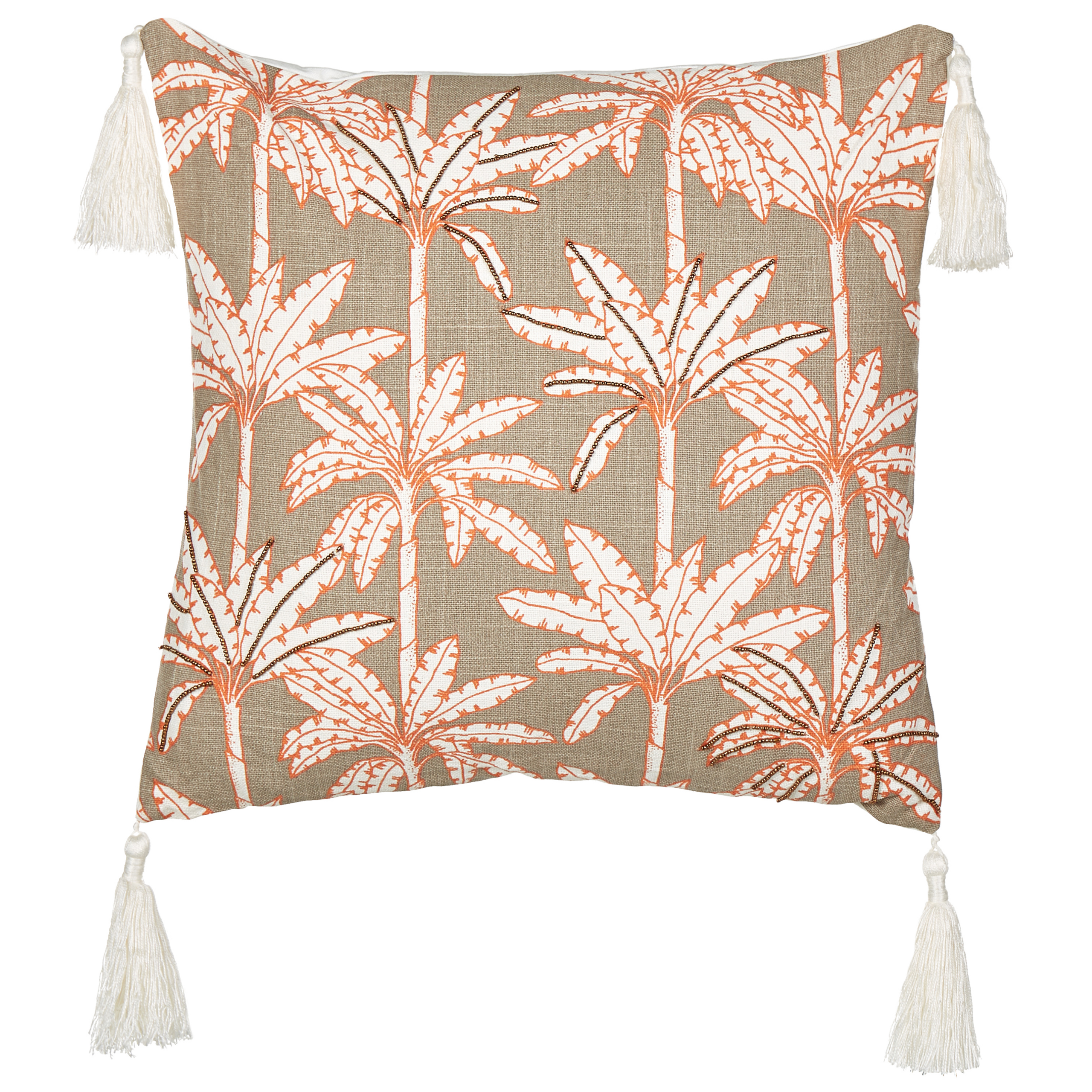 Koristetyyny MELOBESIA puuvilla 45 x 45 cm Beige Kasvikuvio