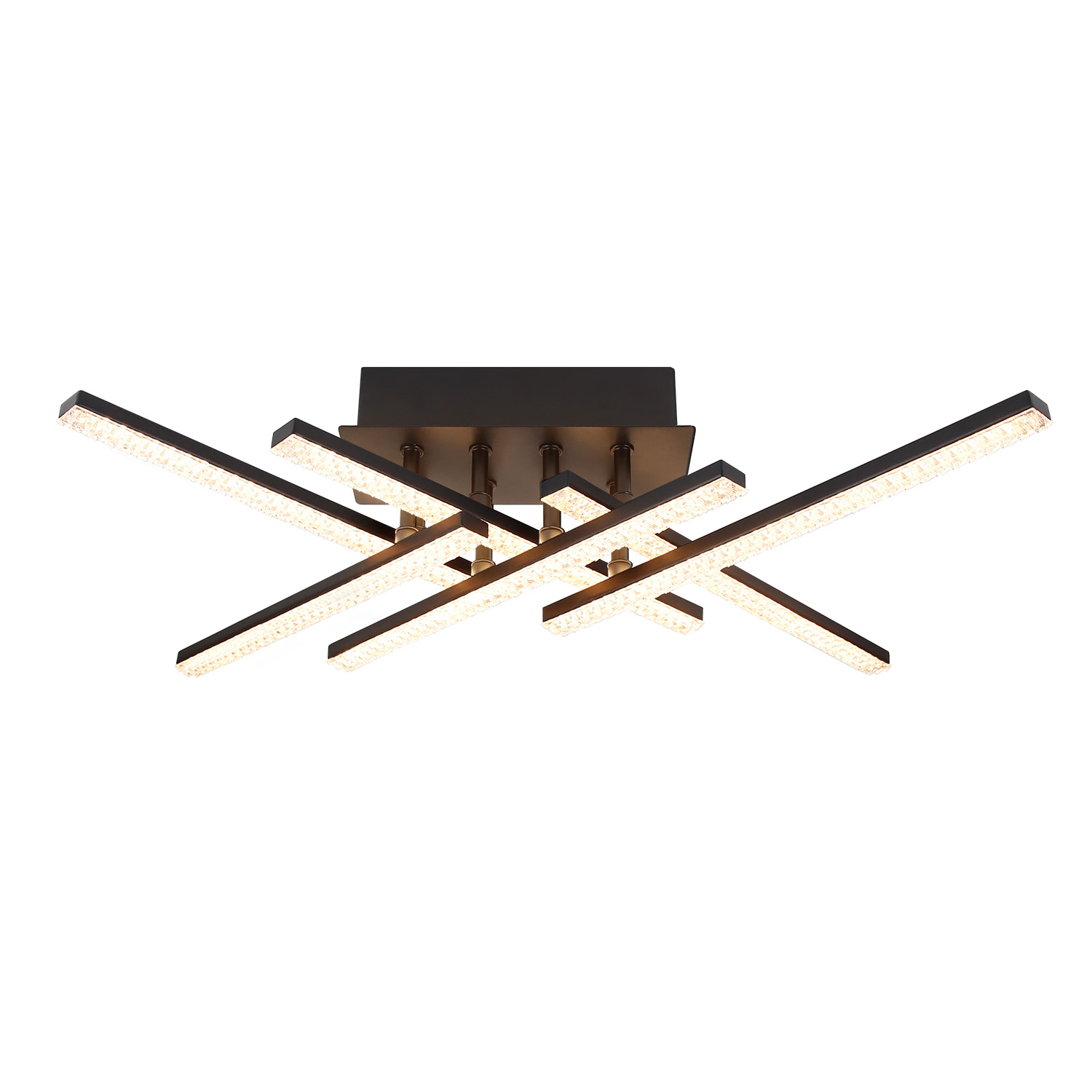 NETTLIFE LED-kattovalaisin, moderni olohuoneen, lamppu 50cm musta, lamppuKaukosäätimellä, 36 WKristallilamppu makuuhuoneeseen