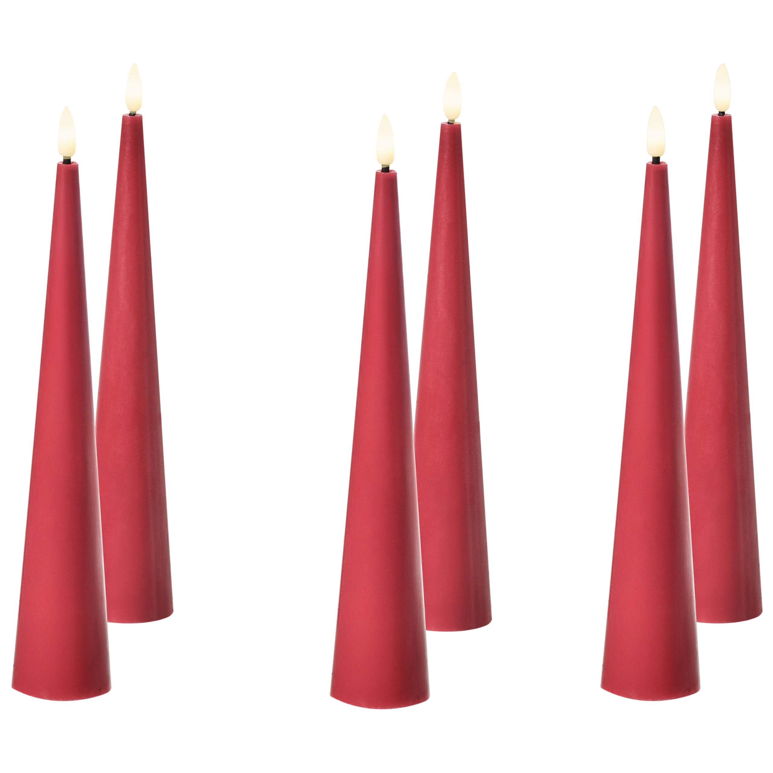 LED-kynttiläsetti 6 kpl AURUM 28 cm Punainen