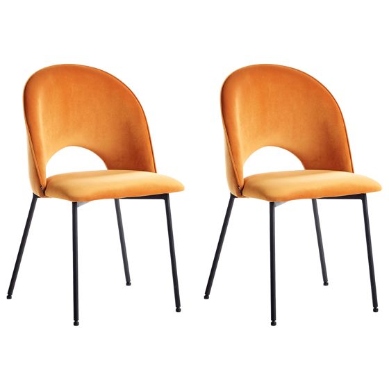 Ruokatuolisetti 2 kpl COVELO sametti Oranssi