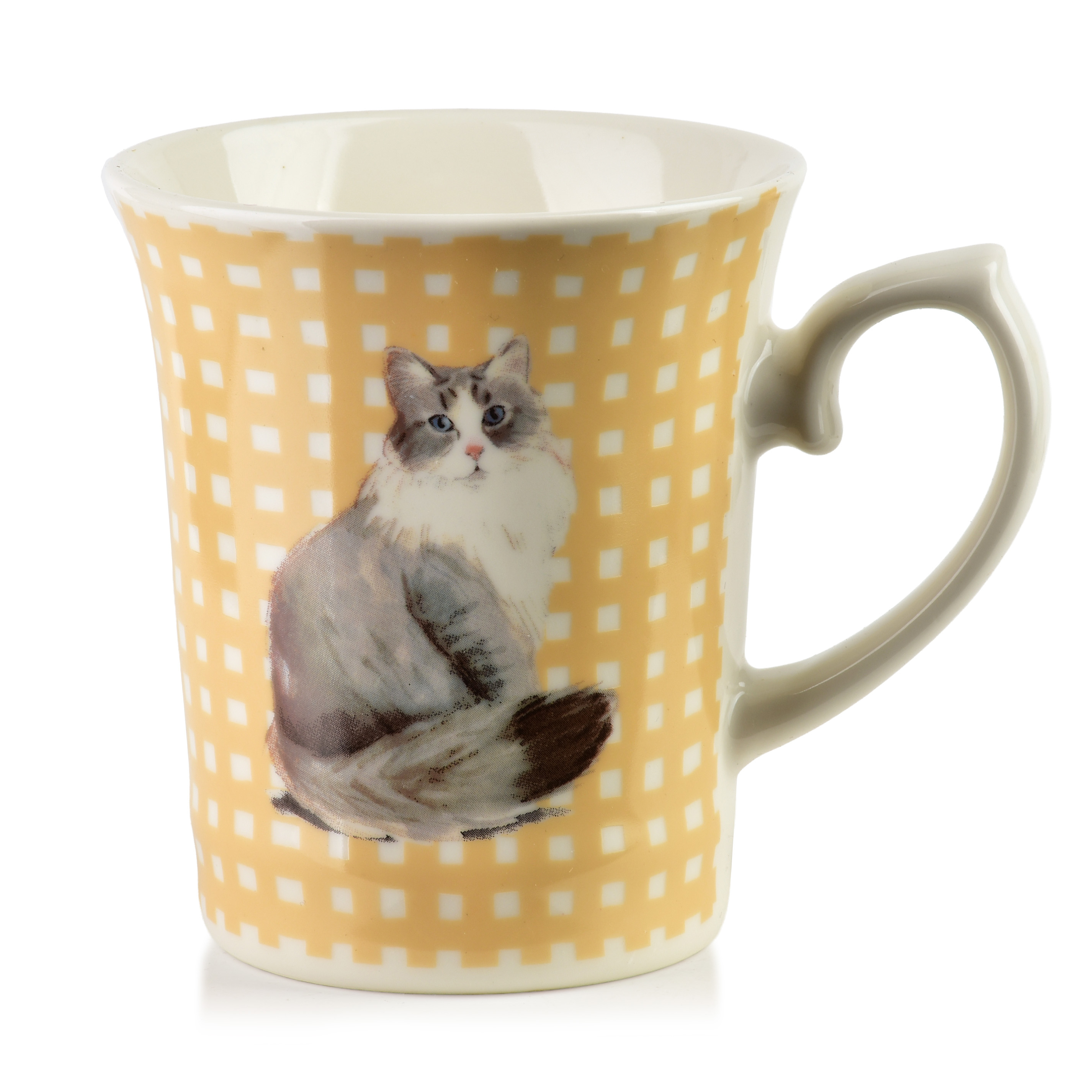 Muki DANNY, vihreä ruutukuvio, posliinia, 300 ml, 8, 5x12x10 cm