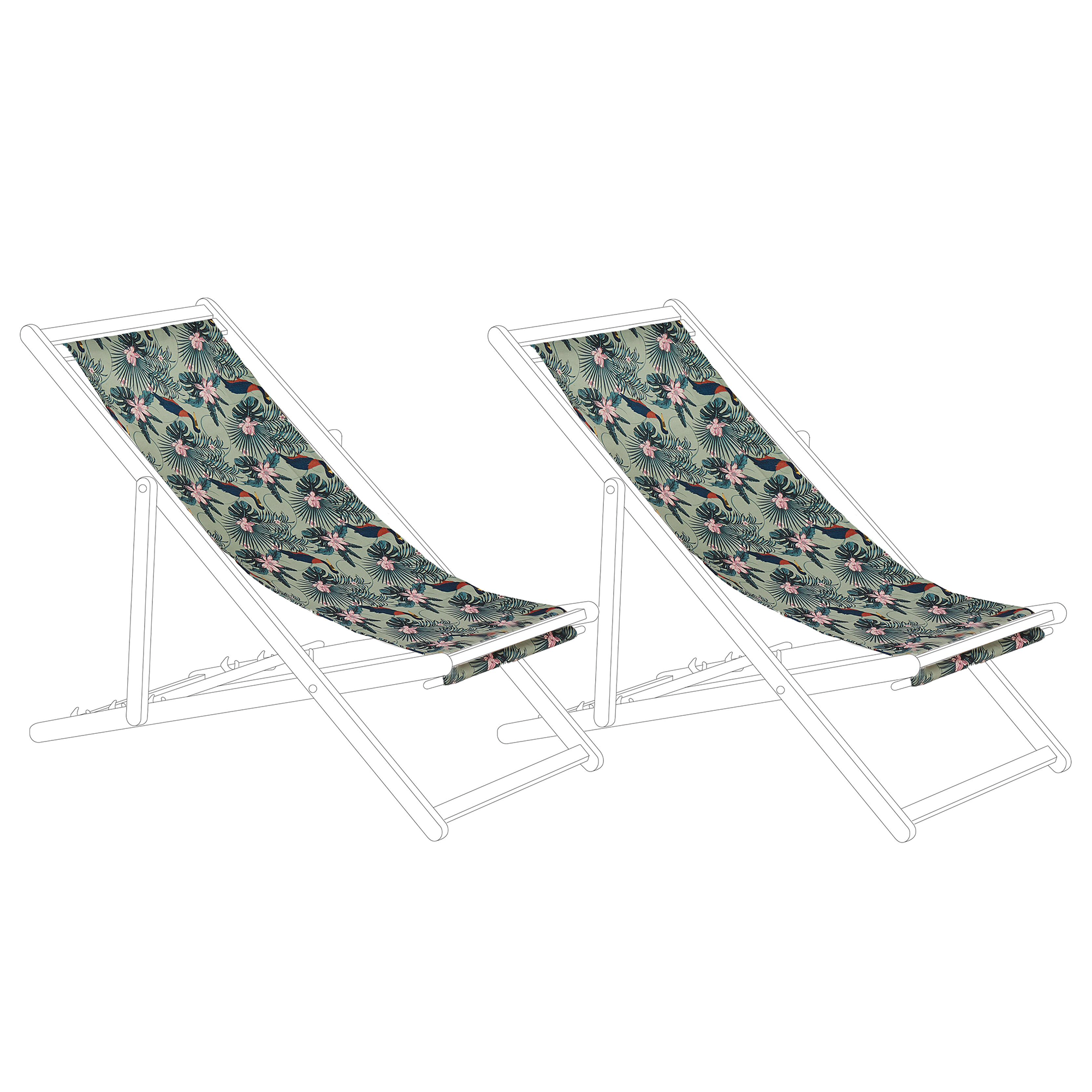 Aurinkotuolin vaihtokangassetti 2 kpl ANZIO/AVELLINO 113 x 44 cm Monivärinen