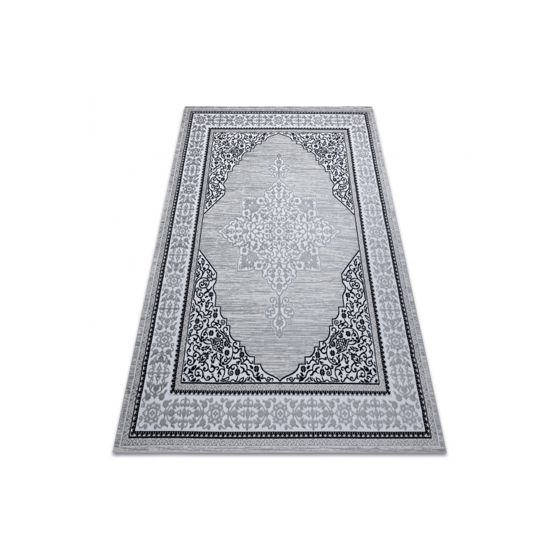 Matto GLOSS moderni 8490 52 Ornamentti, tyylikäs, kehyskuviolla väri norsunluu / harmaa 200x290 cm