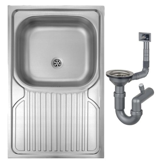 Yksikulhoinen teräspäällysallas 80x50 satiini Apollo-sifonilla