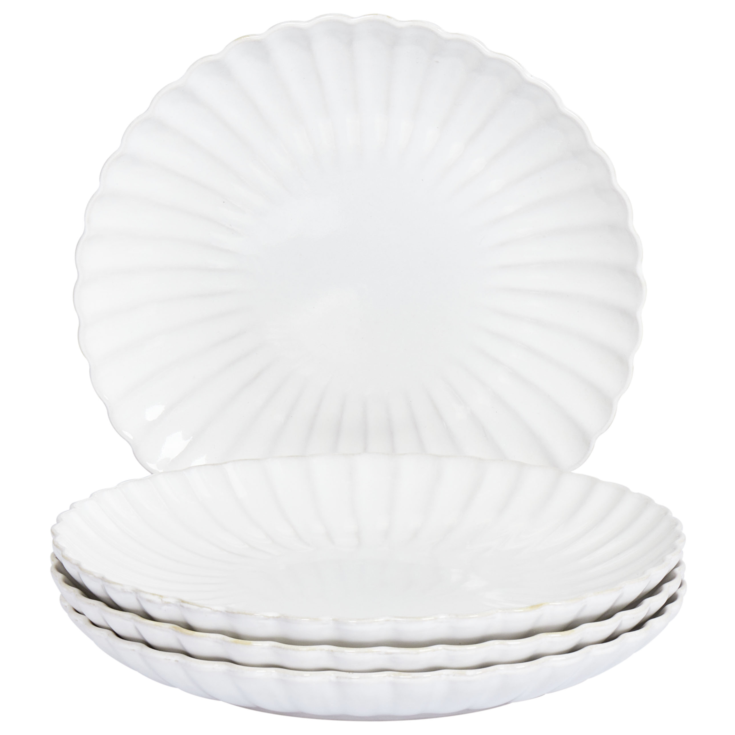 Ruokalautassetti 4 kpl NETTLE kivitavara Valkoinen