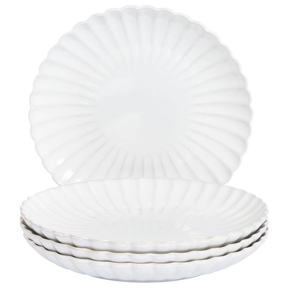 Ruokalautassetti 4 kpl NETTLE kivitavara Valkoinen