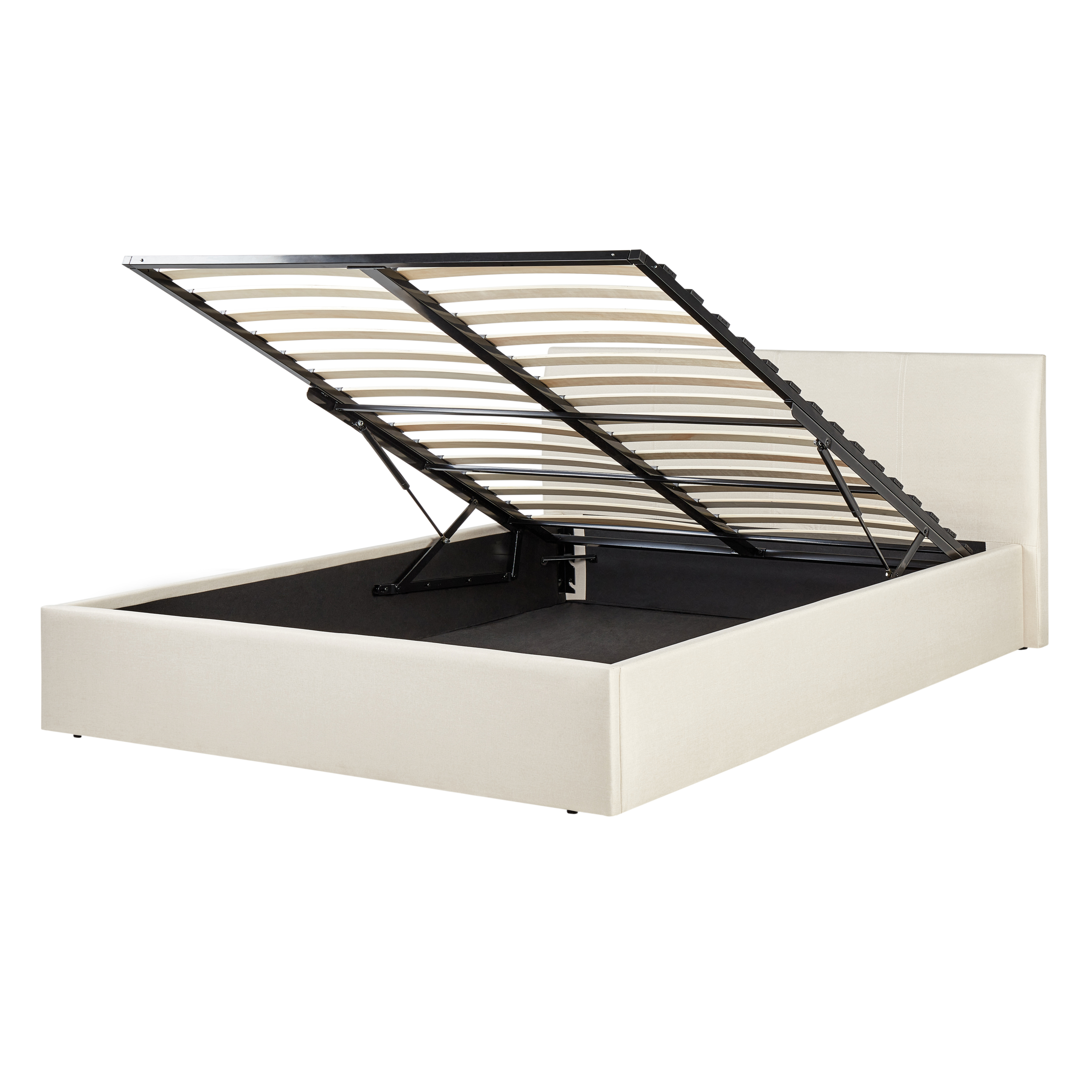 Sänky säilytystilalla kangas ORBEY 140 x 200 cm Vaaleanbeige