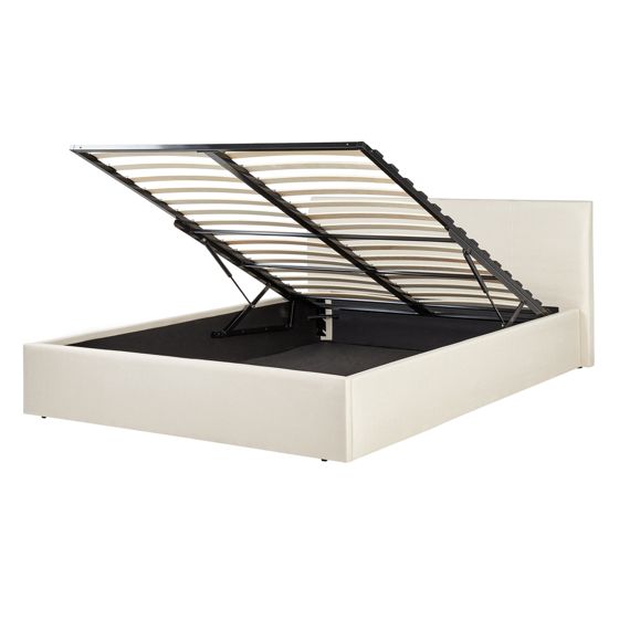 Sänky säilytystilalla kangas ORBEY 140 x 200 cm Vaaleanbeige