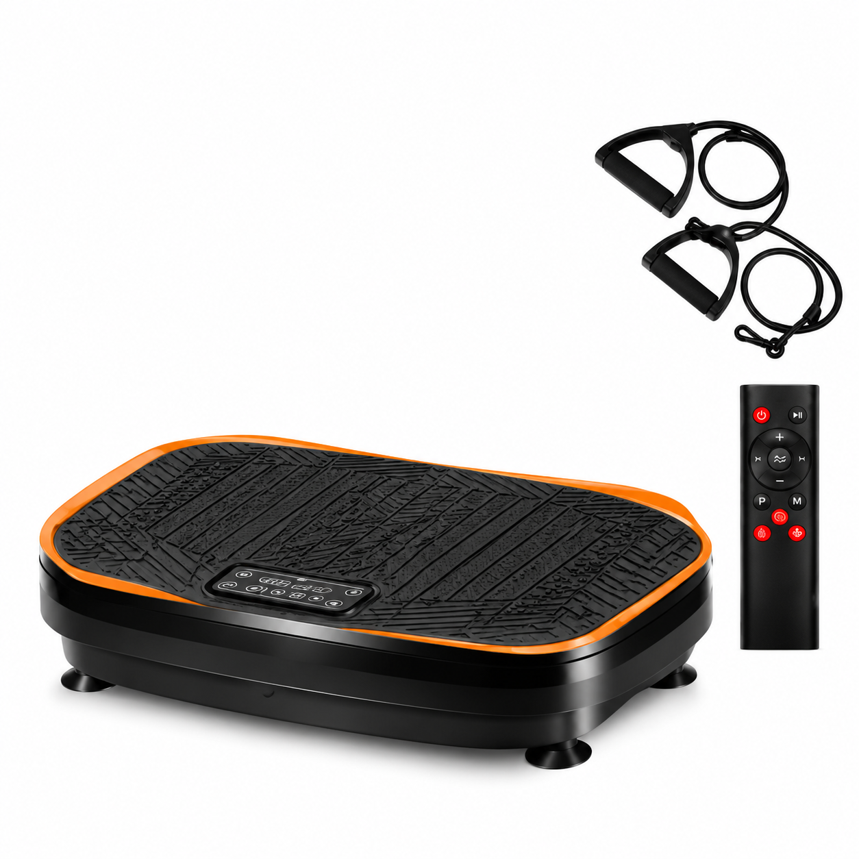 ZMH Kuntoiluvärähtelylevy, jossa 200 W 199 säädettävää nopeutta, Bluetooth-värähtelyharjoituslauta, vastusnauhoilla