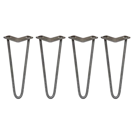 4 x 12" hiusneulan jalat - 2 piikkiä - 12 mm - raakateräs