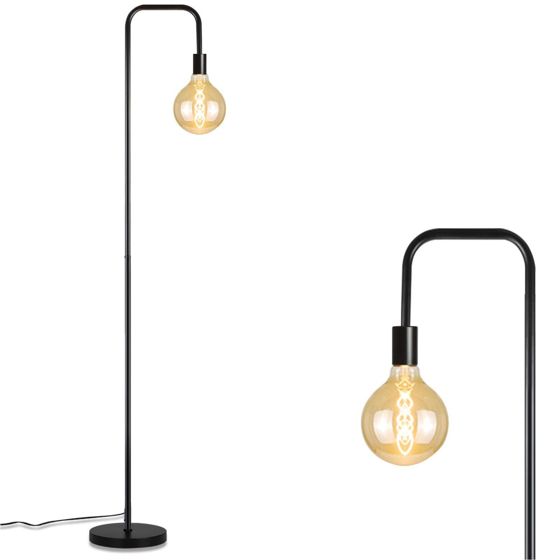 NETTLIFE lattiavalaisin olohuoneeseen vintage - lattiavalaisin musta jalkakytkimellä teollinen metalli E27 design - lattiavalaisin olohuoneen valaisin