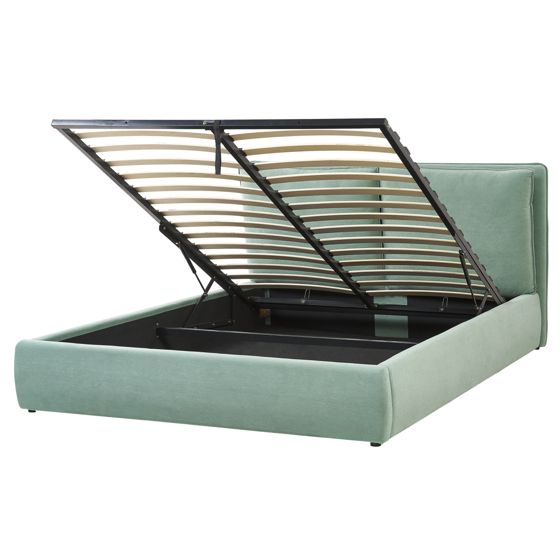 Sänky säilytystilalla sametti BAJONNA 160 x 200 cm Mintunvihreä