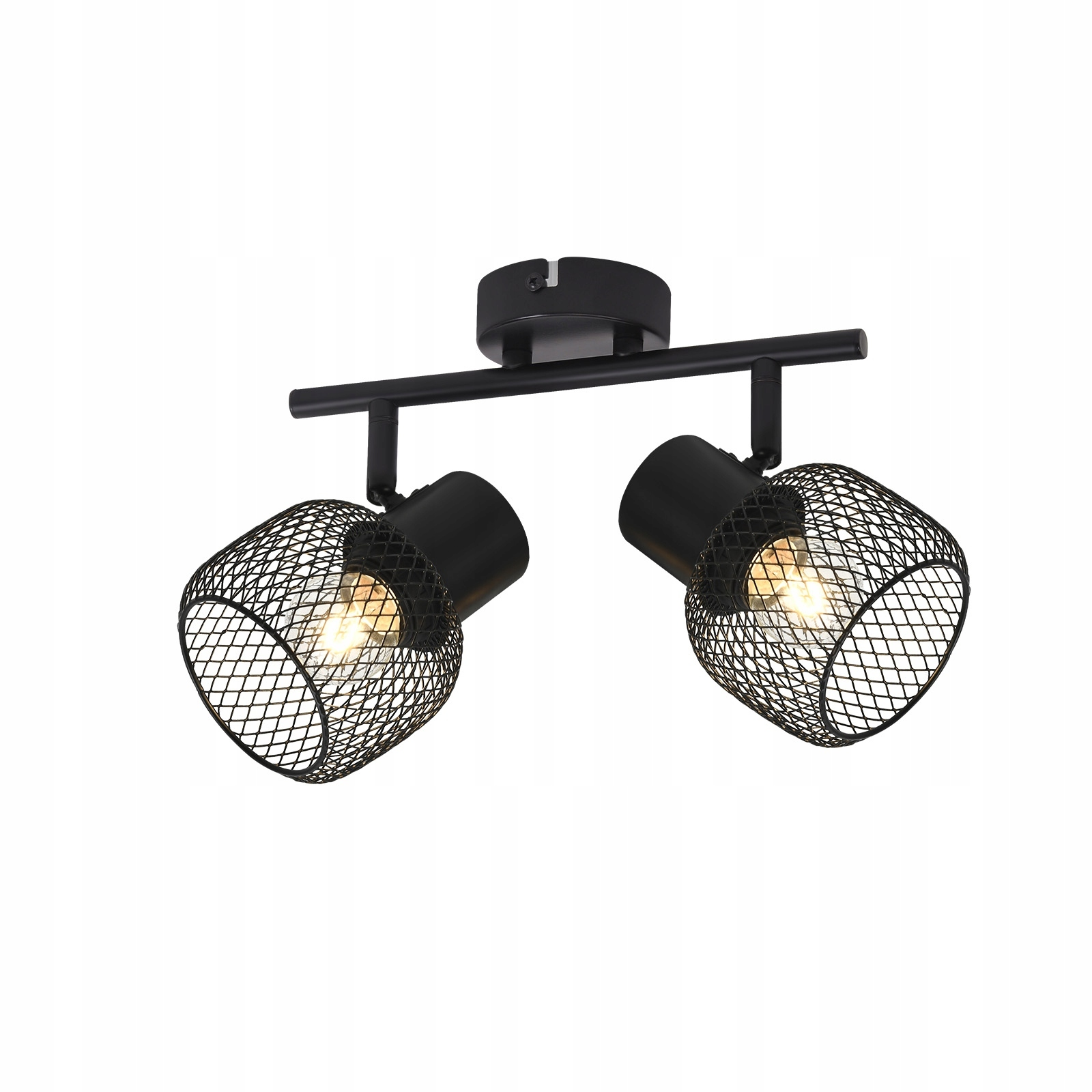 NETTLIFE - kattovalaisin, 2 spottia, E27 max. 25 W Vintage, 2 lamppua - 330°Kääntyvä, sisävalaisin mustaa, metallia eteiseen, olohuoneeseen