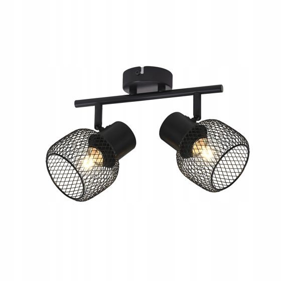 NETTLIFE - kattovalaisin, 2 spottia, E27 max. 25 W Vintage, 2 lamppua - 330°Kääntyvä, sisävalaisin mustaa, metallia eteiseen, olohuoneeseen