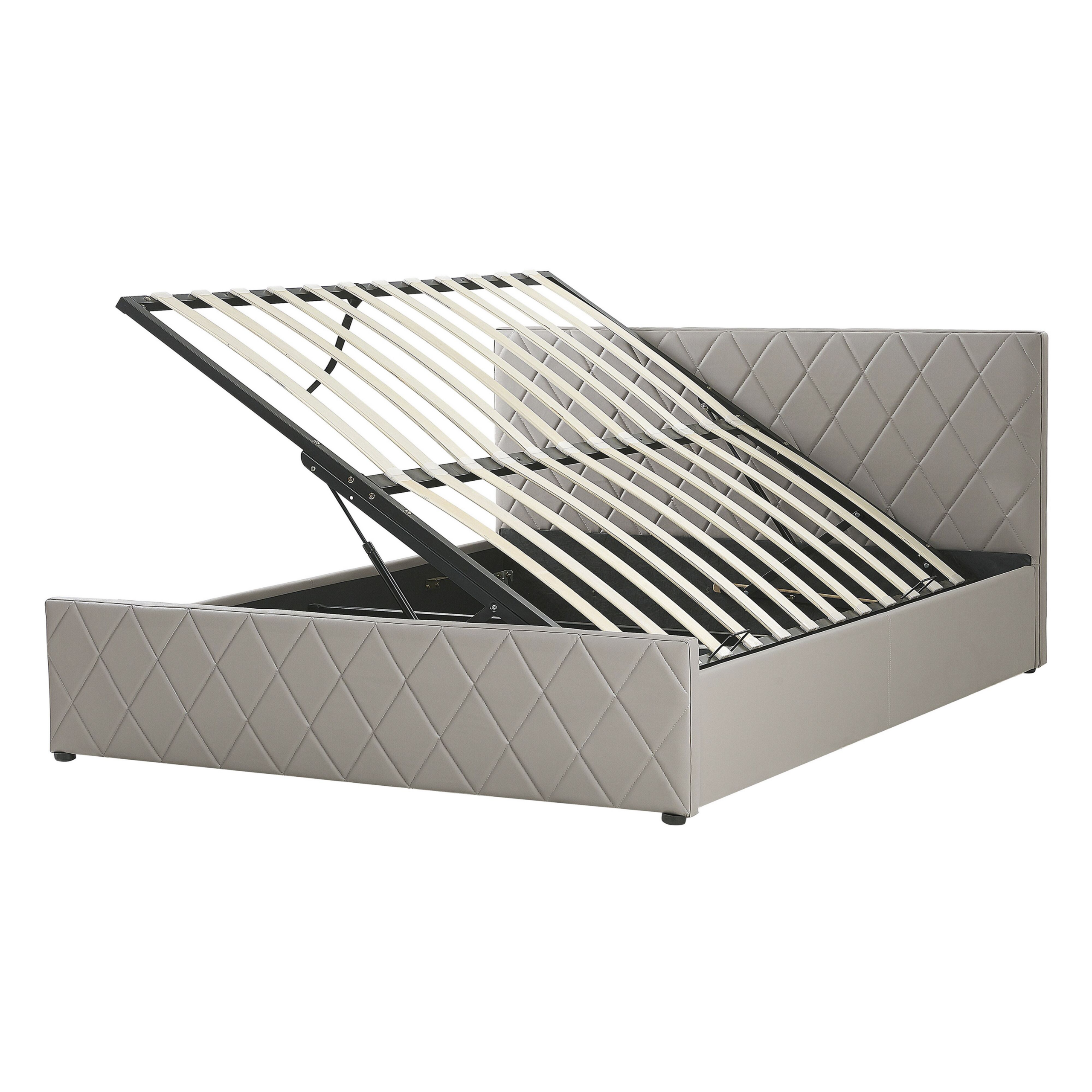 Sänky säilytystilalla keinonahka ROCHEFORT 140 x 200 cm Ruskeanharmaa